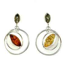 Load image into Gallery viewer, Silver And Amber 3D Drop Earrings
