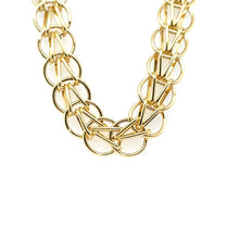 Load image into Gallery viewer, Yellow Gold Plated Sterling Silver Chevron And Circle Link Necklet
