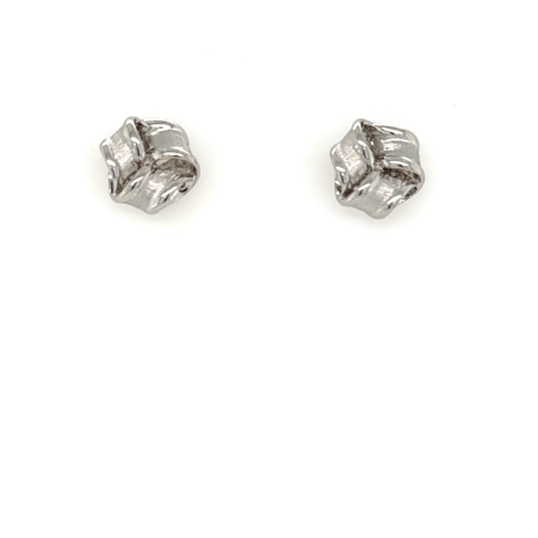 Sterling Silver Knot Earrings Satin & Polished Finish 11mm