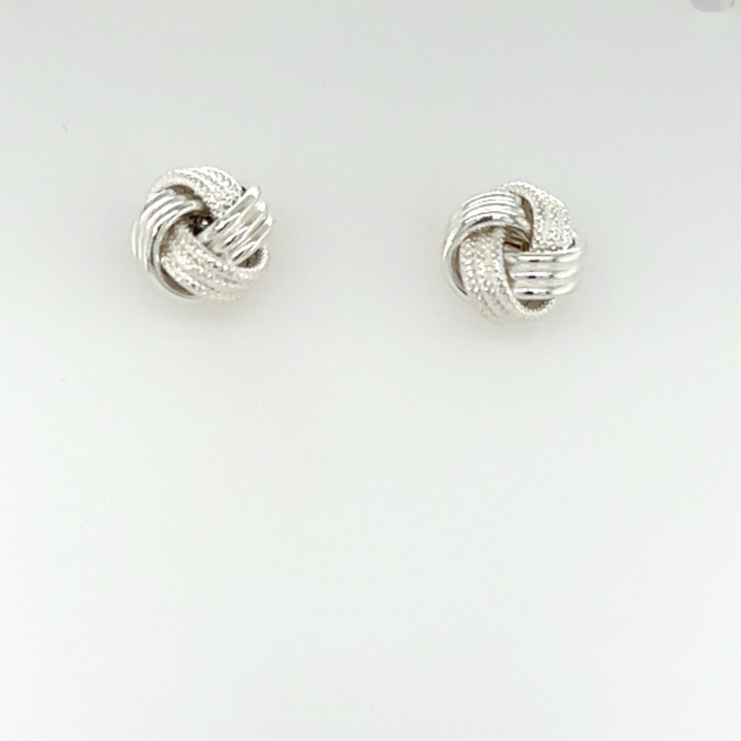 Sterling Silver Knot Earrings Polished And Textured Finish 12mm