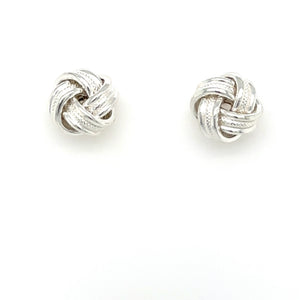Sterling Silver Knot Earrings Polished And Textured Finish 14mm