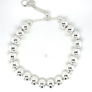 Sterling Silver 8mm Adjustable Ball Bracelet