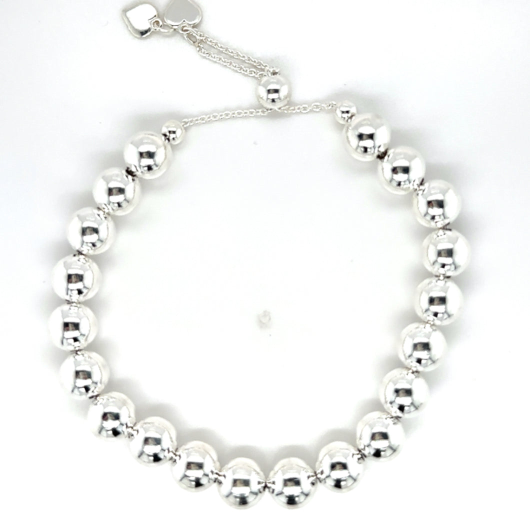 Sterling Silver 8mm Adjustable Ball Bracelet