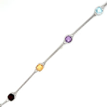 Load image into Gallery viewer, Silver Necklace Interspaced With Multicoloured Gemstones
