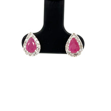 Load image into Gallery viewer, 9ct Yellow Gold Pear Shaped Ruby And Diamond Stud Earrings
