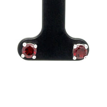 Load image into Gallery viewer, 9ct White Gold Round Faceted Garnet Stud Earrings
