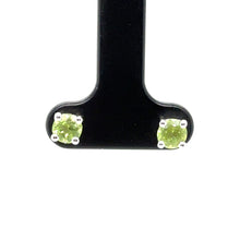 Load image into Gallery viewer, 9ct White Gold Round Faceted Peridot Stud Earrings
