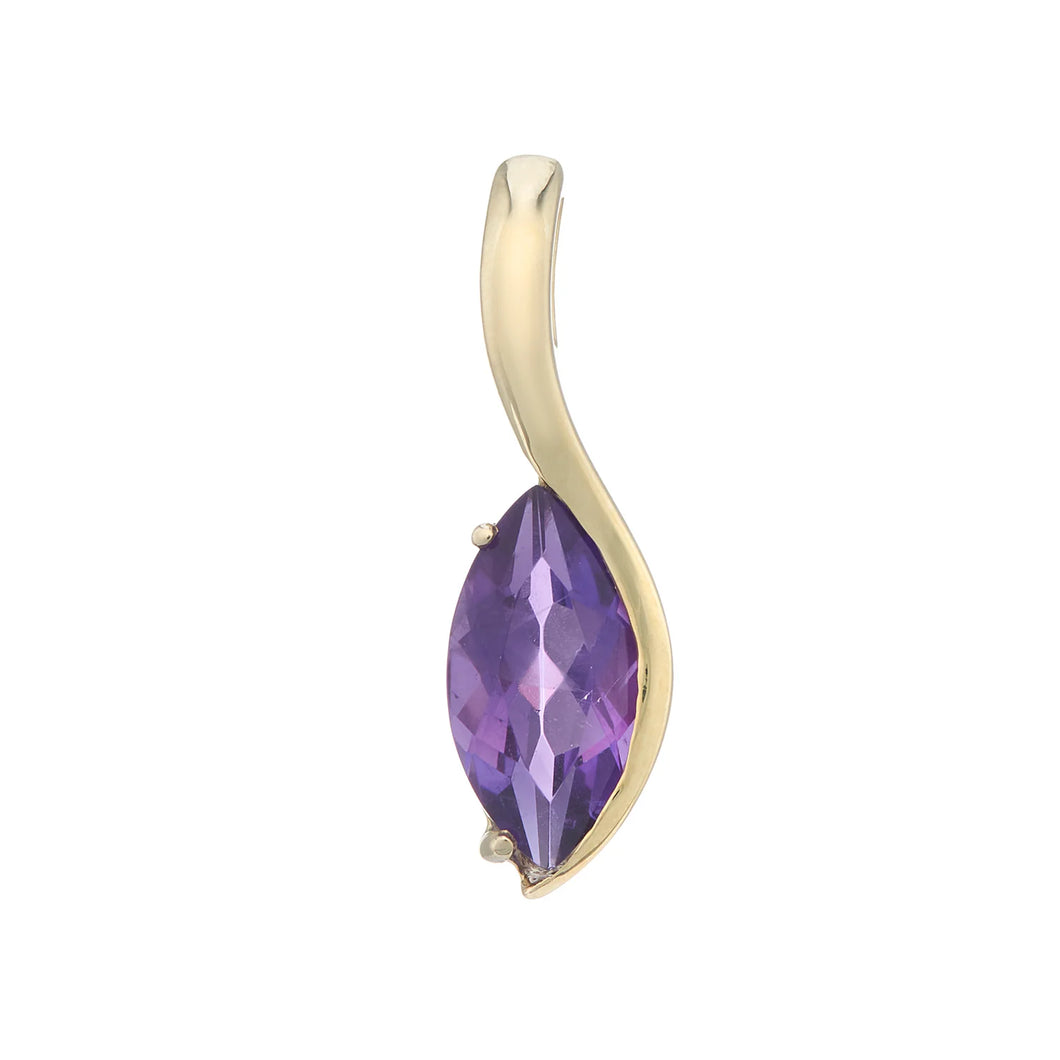 Yellow Gold And Marquise Amethyst Pendant