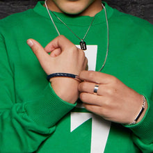 Load image into Gallery viewer, Hugo Boys Navy Leather Bracelet
