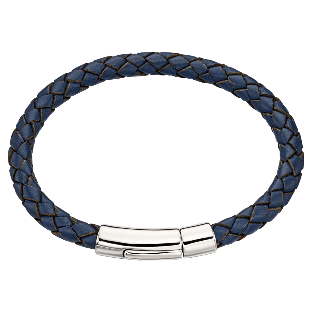Alfie Boys Longer Navy Leather Bracelet