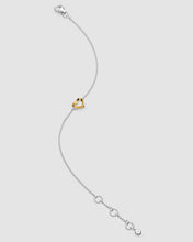 Load image into Gallery viewer, Love Silver Heart Golden Fine Outline Two-Tone Mini Bracelet
