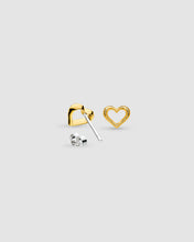 Load image into Gallery viewer, Love Silver Heart Golden Fine Outline Two-Tone Stud Earrings
