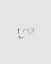 Load image into Gallery viewer, Love Silver Heart Fine Outline Stud Earrings
