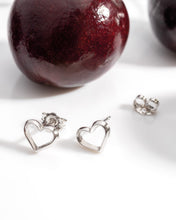 Load image into Gallery viewer, Love Silver Heart Fine Outline Stud Earrings
