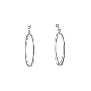 Silver Twisted Oval Drop Earrings