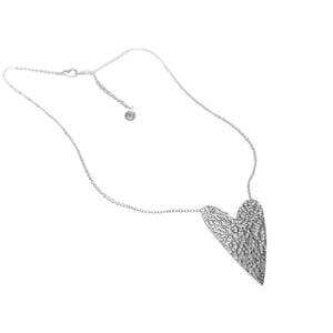 Silver Hammered Heart Necklace