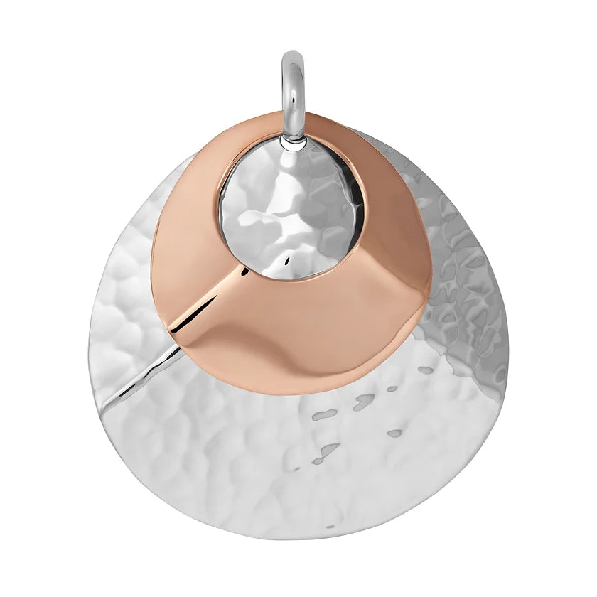 Pinched Circle Copper and Silver Pendant