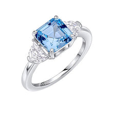 Load image into Gallery viewer, Square Cut Aquamarine Blue Coloured Ring
