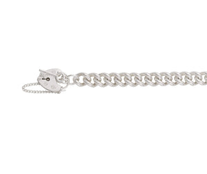 Silver Curb Bracelet 9.4mm With Padlock & Key Charm