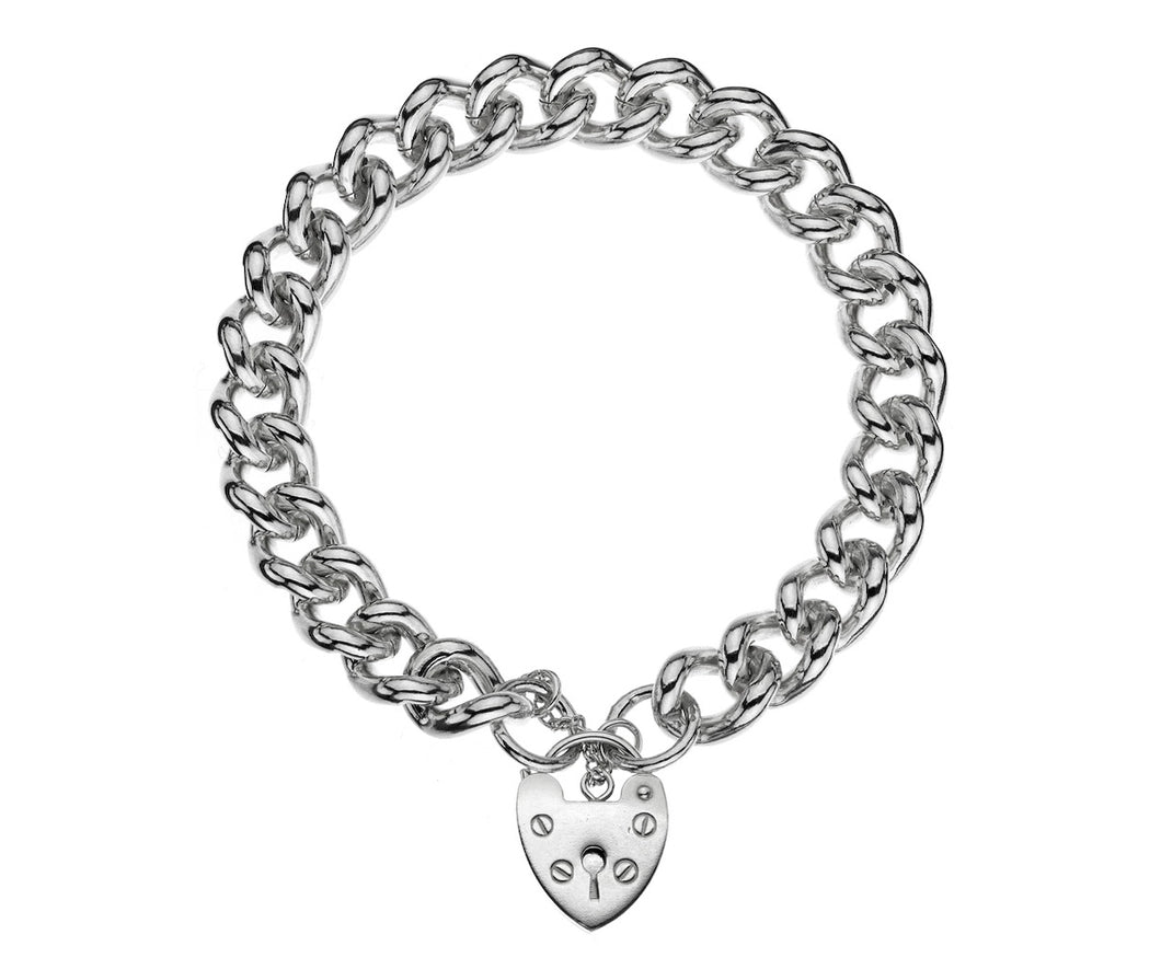 Silver Curb Bracelet With Padlock
