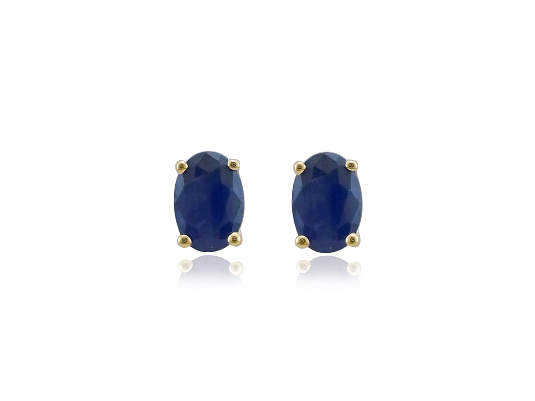 9ct Yellow Gold 6x4mm Oval Sapphire Earrings