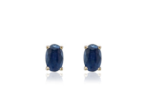 9ct Yellow Gold 5x3mm Oval Shaped Sapphire Earrings