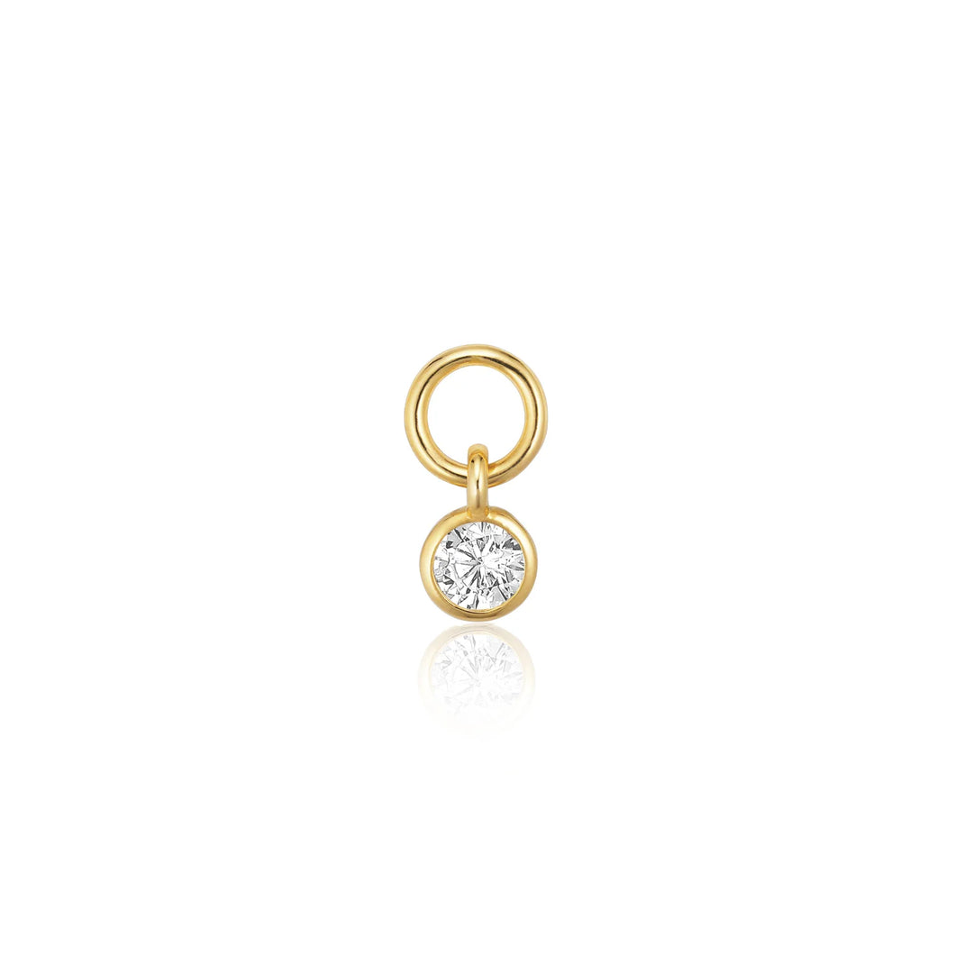 Hoop Charm Ghiera Uno - 18K Gold Plated With White Zirconia