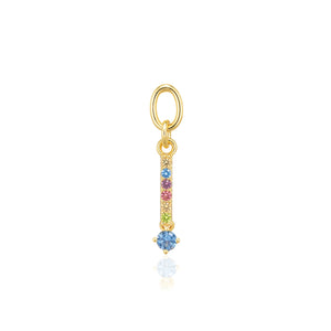 Hoop Charm Circolo Lungo - 18K Plated With Multicoloured Zirconia