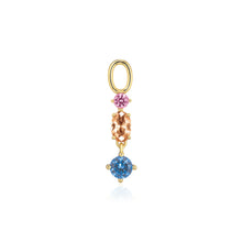 Load image into Gallery viewer, Hoop Charm Pendolo Tre - 18K Plated With Multicoloured Zirconia
