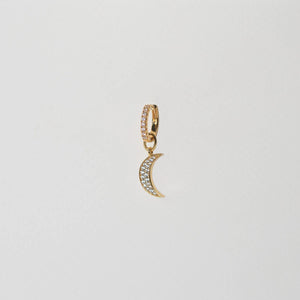 Hoop Charm Luna - 18K Plated With White Zirconia