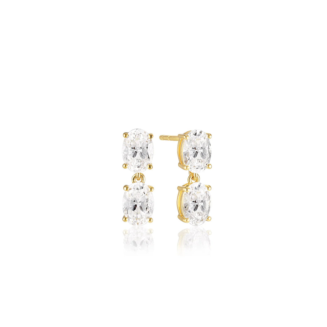 Earrings Ellisse Due Piccolo - 18K Plated With White Zirconia