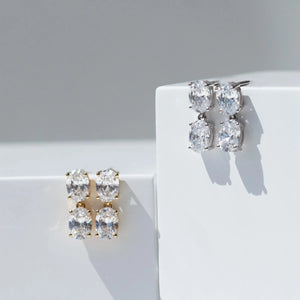 Earrings Ellisse Due Piccolo - 18K Plated With White Zirconia