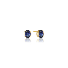 Load image into Gallery viewer, Earrings Ellisse Carezza 18K Plated With Blue Zirconia
