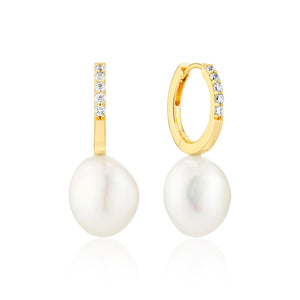 Earrings Padua Uno - 18K Gold Plated With Fresh Water Pearl