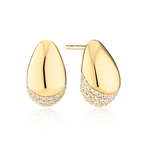 Earrings Goccia - 18K Gold Plated With Clear Zirconia