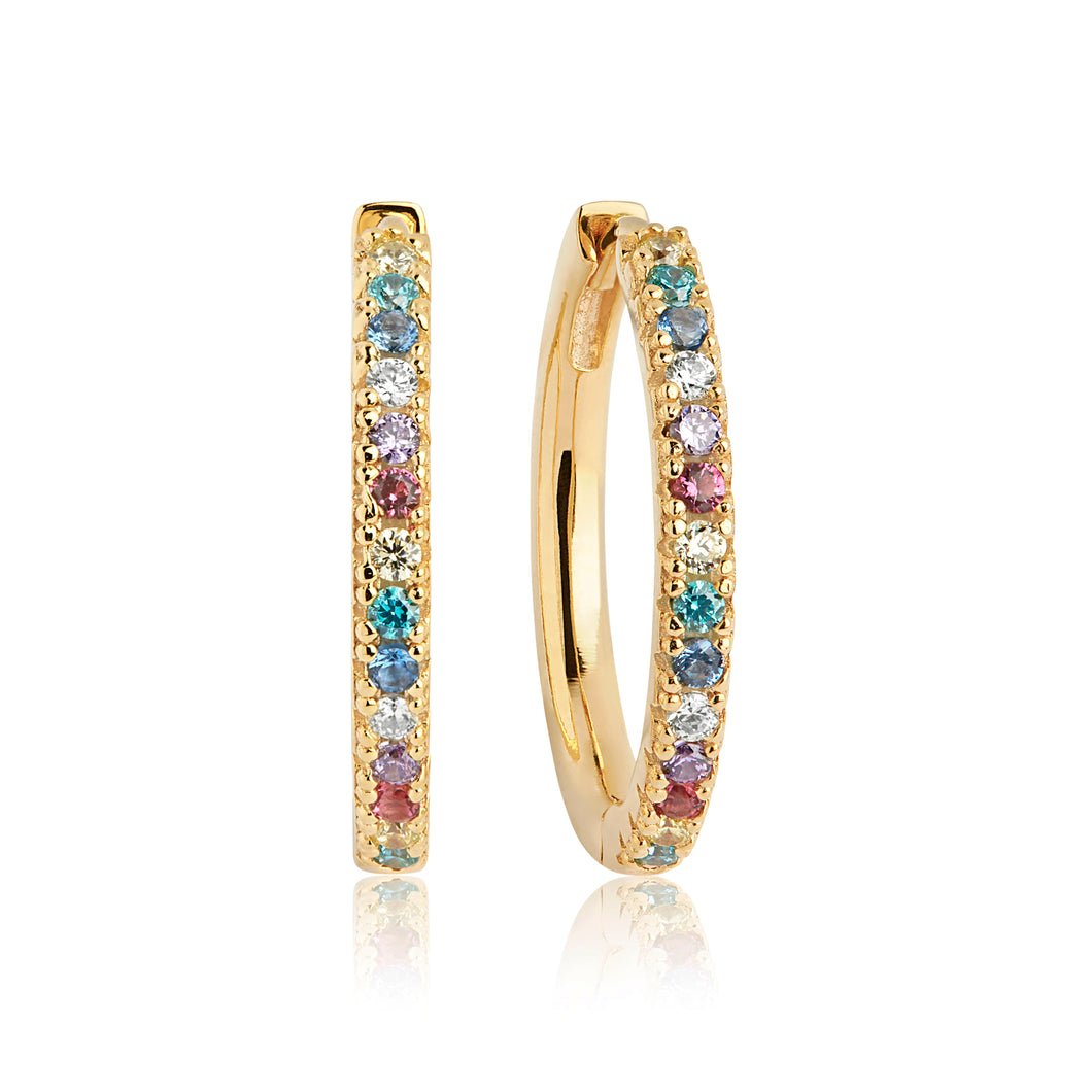Earrings Ellera Grande - 18K Plated With Multi Coloured Zirconia