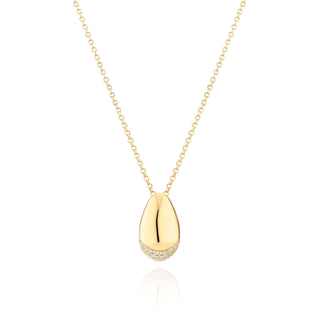 Necklace Goccia - 18K Gold Plated With Clear Zirconia