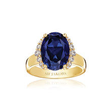 Load image into Gallery viewer, Ring Ellisse Grande - 18K Gold Plated With Blue Zirconia
