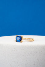 Load image into Gallery viewer, Ring Ellera Quadrato - 18K Plated With Blue Zirconia
