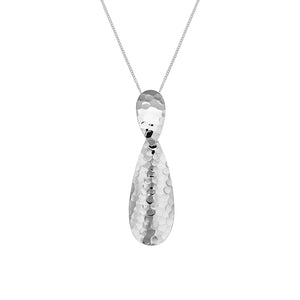 Teardrop Double Hammered Pendant On 18" Chain