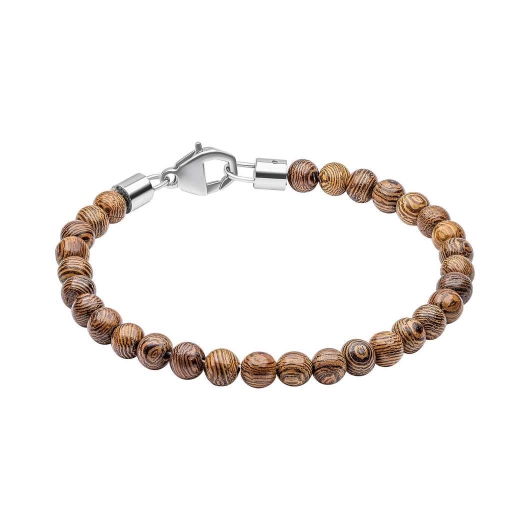 Round Brown Wood Beads Bracelet