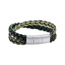 Load image into Gallery viewer, Green Double Braided Leather Bracelet
