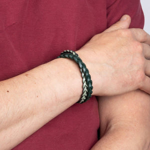 Green Double Braided Leather Bracelet