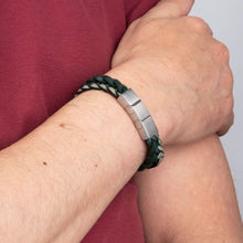 Load image into Gallery viewer, Green Double Braided Leather Bracelet
