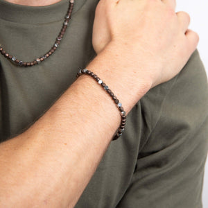 Stainless Steel With Brown Hematite Bead Bracelet