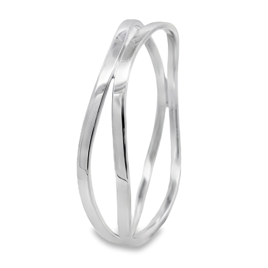 Silver Double Wave Bangle