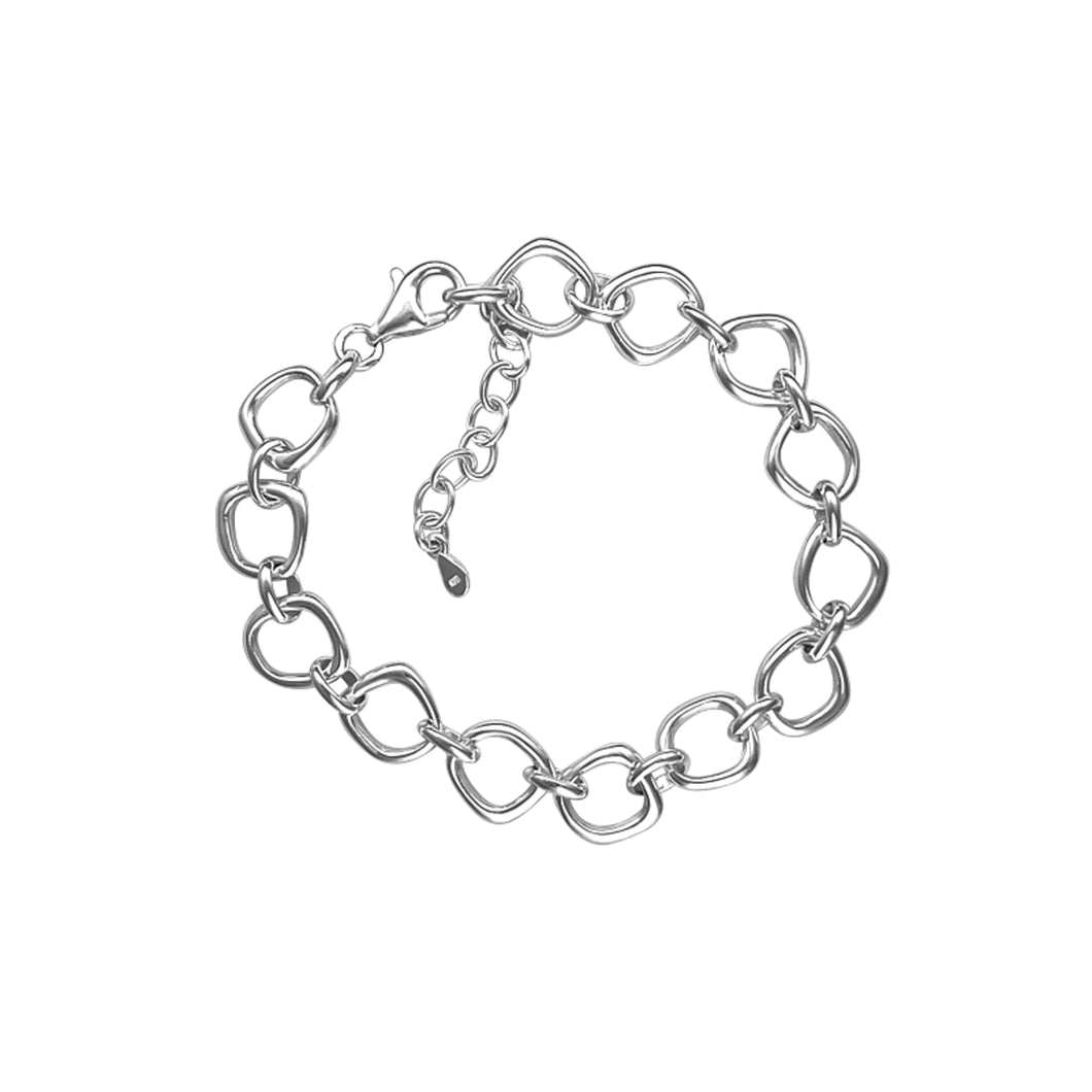 Silver Irregular Square Link Bracelet