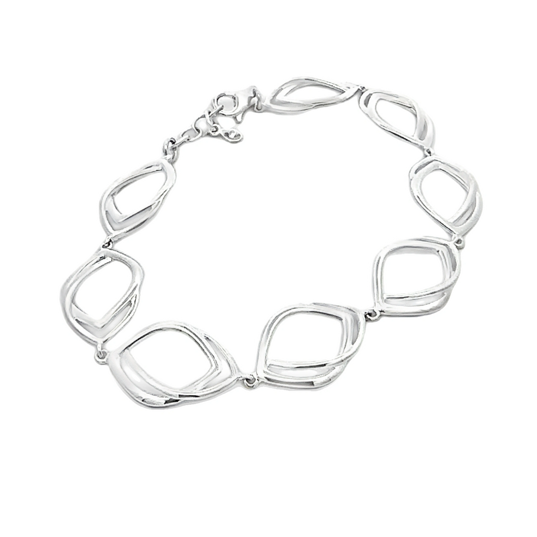Silver Double Kite Shaped Link Bracelet