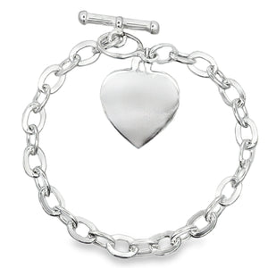 Silver Heart T-Bar Bracelet