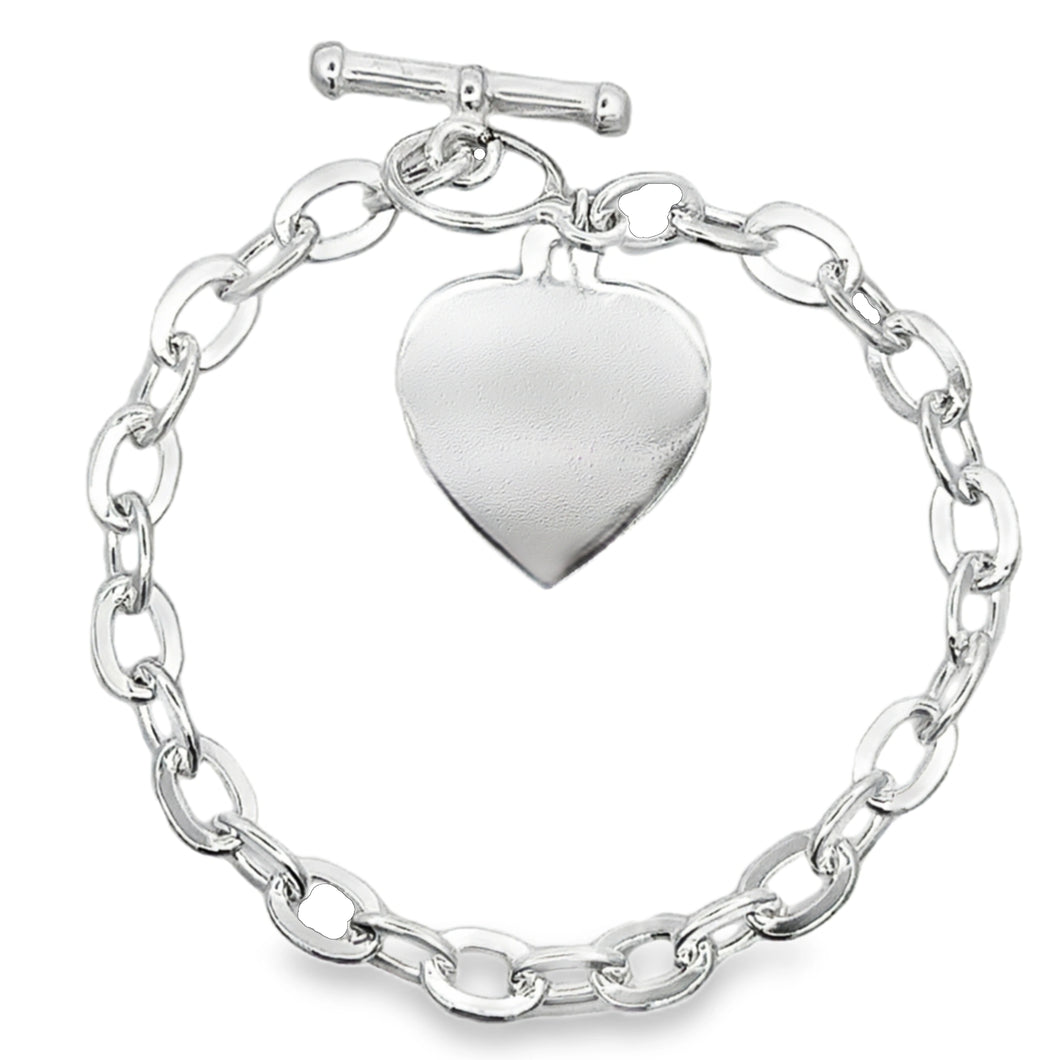 Silver Heart T-Bar Bracelet